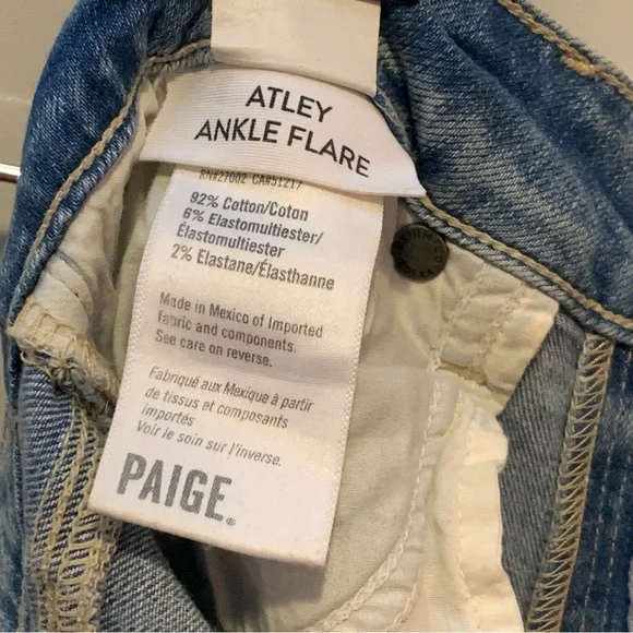PAIGE Atley Ankle Flare Floretta Deconstructed Raw Hem Distressed Jeans $229.00 - Picture 7 of 14